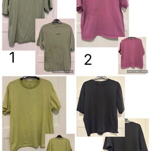 Assorted T-Shirts in Green, Pink, and Black